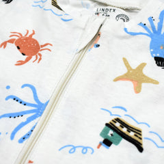 LINDEX OFF WHITE MARINE PRINTED PYJAMA ROMPER