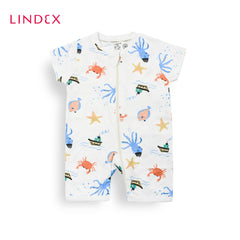 LINDEX OFF WHITE MARINE PRINTED PYJAMA ROMPER