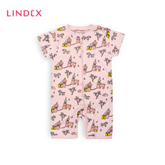 LINDEX PINK CASTLE PYJAMA ROMPER