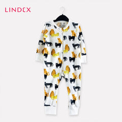 LINDEX WHITE CATS PRINTED ROMPER