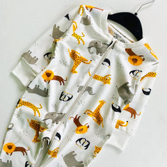 LINDEX WHITE FOREST ANIMALS PRINTED ROMPER