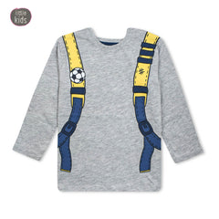 LITTLE KIDS GREY FRONT & BACK PRINTED T-SHIRT
