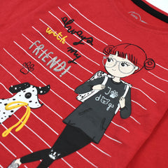 LITTLE KIDS WITH MY FRIEND RED LONG SLEEVE TOP