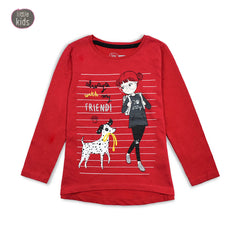 LITTLE KIDS WITH MY FRIEND RED LONG SLEEVE TOP