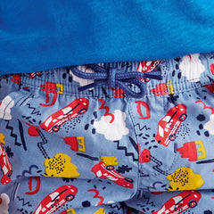 LUPILU BLUE PRINTED SHORTS WITH DRAWSRTINGS