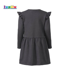 LUPILU DARK GREY FROCK WITH POM POM