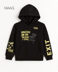 MAAG BLACK PLUSH PRINTED HOODIE