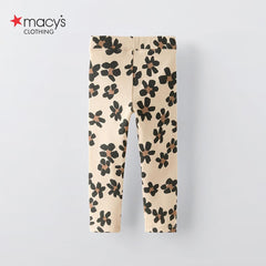 MACYS BEIGE FLORAL PRINTED LEGGING