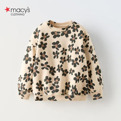 MACYS BEIGE FLORAL PRINTED SWEATSHIRT 2 PCS SET