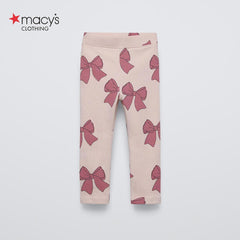 MACYS BEIGE PINK BOW LEGGING