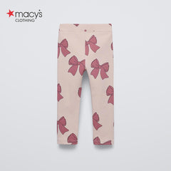 MACYS BEIGE PINK BOW LEGGING