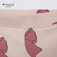 MACYS BEIGE PINK BOW LEGGING
