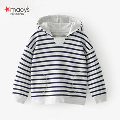 MACYS GREY STRIPED HOODED SWEATSHIRT