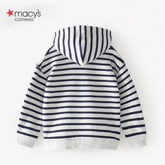 MACYS GREY STRIPED HOODED SWEATSHIRT