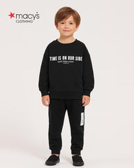 MACYS BLACK TIME IS ON OUR SIDE PRINTED 2 PCS SET