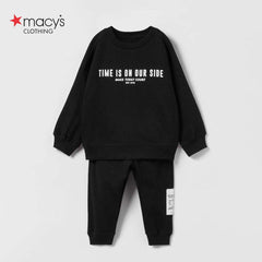 MACYS BLACK TIME IS ON OUR SIDE PRINTED 2 PCS SET