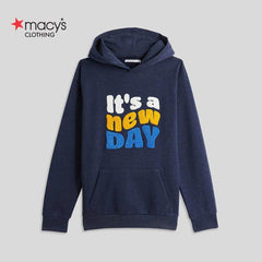 MACYS BLUE NEW DAY EMBOSSED SWEATSHIRT WITH HOOD