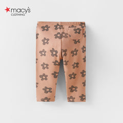 MACYS BROWN FLOWER RIBBED LEGGING -MYS49
