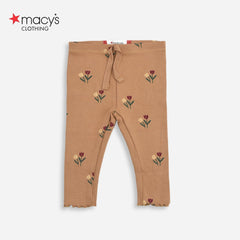 MACYS BROWN FLOWERS PRINTED LEGGING -MYS05