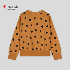 MACYS BROWN HEART PRINTED COTTON SWEATSHIRT