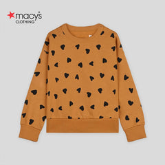 MACYS BROWN HEART PRINTED COTTON SWEATSHIRT
