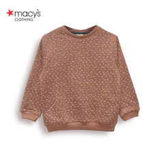 MACYS BROWN OVERALL PRINTED SWEATSHIRT 2 PCS SET