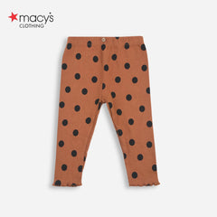 MACYS BROWN POLKA DOT RIBBED LEGGING MYS07