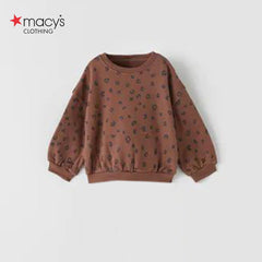 MACYS BROWN PRINTED SWEATSHIRT