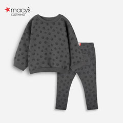 MACYS CHARCOAL ANIMAL PRINTED 2 PCS SET