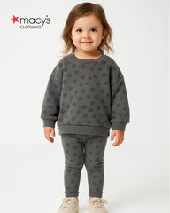 MACYS CHARCOAL ANIMAL PRINTED 2 PCS SET