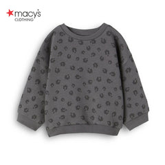 MACYS CHARCOAL ANIMAL PRINTED SWEATSHIRT