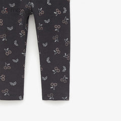 MACYS CHARCOAL CHERRY PRINT RIB LEGGING -MYS09
