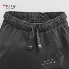 MACYS CHARCOAL HAPPINESS PRINTED BERMUDA SHORT