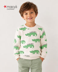 MACYS CREAM CROCODILE PRINT SWEATSHIRT