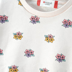MACYS CREAM FLORAL PRINTED SWEATSHIRT