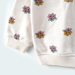 MACYS CREAM FLORAL PRINTED SWEATSHIRT