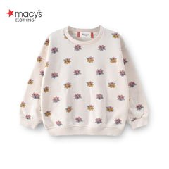 MACYS CREAM FLORAL PRINTED SWEATSHIRT