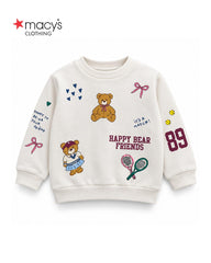 MACYS CREAM HAPPY BEAR FRIENDS PRINTED SWEATSHIRT