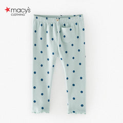 MACYS CYAN POLKA DOTTED RIBBED LEGGING -MYS12