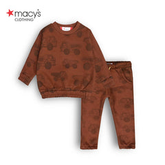 MACYS DARK BROWN PRINTED SWEATSHIRT 2 PCS SET