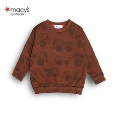 MACYS DARK BROWN PRINTED SWEATSHIRT
