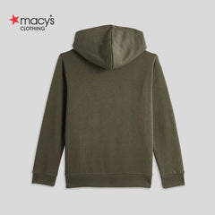 MACYS DARK GREEN WINTER CAMP PRINTED HOODIE