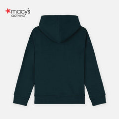 MACYS DEEP GREEN HAPPY EMBROIRDED HOODIE