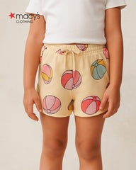 MACYS ECRU BALLS PRINTED JERSEY SHORTS