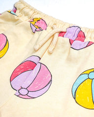 MACYS ECRU BALLS PRINTED JERSEY SHORTS