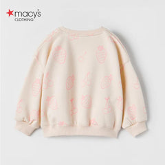 MACYS ECRU BERRIES PRINTED SWEATSHIRT