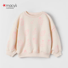 MACYS ECRU BERRIES PRINTED SWEATSHIRT