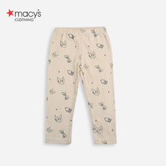 MACYS ECRU CAT LOVE RIBBED LEGGING -MYS18