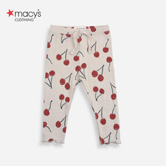 MACYS ECRU CHERRY RIBBED LEGGING -MYS19