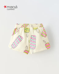 MACYS ECRU PRINTED BERMUDA SHORTS